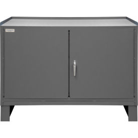 Stationary Cabinet Workbench, Steel Top, 48-1/8"W x 24-1/4"D, Gray