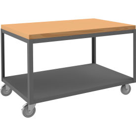 Mobile Machine Table, Steel Square Edge, 48-1/4"W x 30-1/4"D x 31-13/16"H, Gray