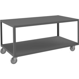 Mobile Machine Table, Steel Square Edge, 4 Swivel, 60-1/4"Wx30-1/4"Dx30-1/16"H, Gray