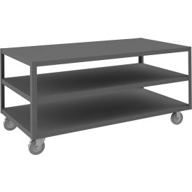 Mobile Machine Table, Steel Square Edge, 60-1/4"W x 30-1/4"D x 30-1/16"H, Gray