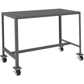 Mobile Machine Table, Steel Square Edge, 51-1/4"W x 26-3/4"D x 36-1/4"H, Gray