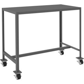 Mobile Machine Table, Steel Square Edge, 51-1/4"W x 26-3/4"D x 42-1/4"H, Gray