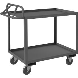 Stock Cart with 2 Shelves, 1400 lb. Cap., 42-1/4"L x 24-1/4"W x 40-7/8"H, Gray