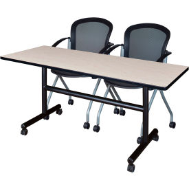 Kobe Training Nesting Table with 2 Cadence Nesting Chairs, 60"L x 24"W, Maple