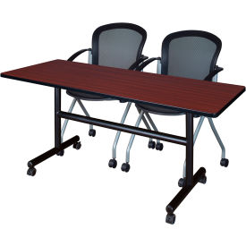 Training Nesting Table with 2 Cadence Nesting Chairs, 60"L x 24"W, Mahogany