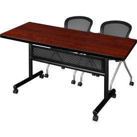 Kobe Privacy Nesting Table with 2 Cadence Nesting Chairs, 60"L x 30"W, Cherry