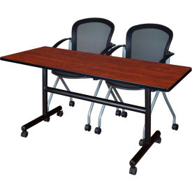 Training Nesting Table with 2 Cadence Nesting Chairs, 60"L x 24"W, Cherry
