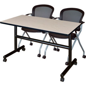 Kobe Training Nesting Table with 2 Cadence Nesting Chairs, 48"L x 24"W, Maple
