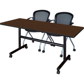 Kobe Training Nesting Table with 2 Cadence Nesting Chairs, 60"L x 30"W, Neo Walnut