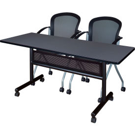 Kobe Privacy Nesting Table with 2 Cadence Nesting Chairs, 60"L x 24"W, Gray