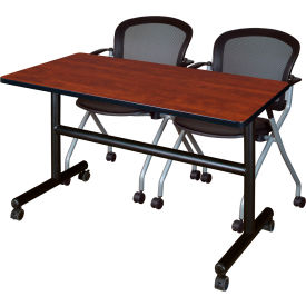 Kobe Training Nesting Table with 2 Cadence Nesting Chairs, 48"L x 24"W, Cherry