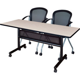 Kobe Privacy Nesting Table with 2 Cadence Nesting Chairs, 60"L x 24"W, Maple