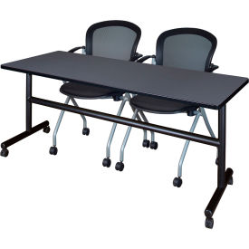 Kobe Training Nesting Table with 2 Cadence Nesting Chairs, 72"L x 30"W, Gray