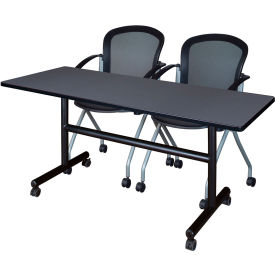 Kobe Training Nesting Table with 2 Cadence Nesting Chairs, 60"L x 30"W, Gray