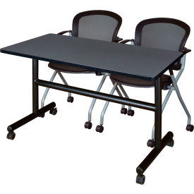 Kobe Training Nesting Table with 2 Cadence Nesting Chairs, 48"L x 24"W, Gray
