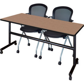 Kobe Training Nesting Table with 2 Cadence Nesting Chairs, 72"L x 30"W, Noble Oak