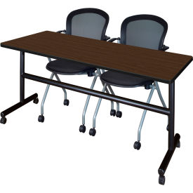 Kobe Training Nesting Table with 2 Cadence Nesting Chairs, 72"L x 30"W, Neo Walnut