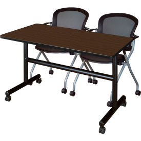 Kobe Training Nesting Table with 2 Cadence Nesting Chairs, 48"L x 24"W, Neo Walnut