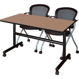Kobe Training Nesting Table with 2 Cadence Nesting Chairs, 48"L x 24"W, Noble Oak