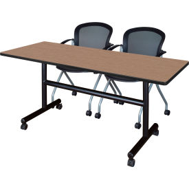 Kobe Training Nesting Table with 2 Cadence Nesting Chairs, 60"L x 30"W, Noble Oak