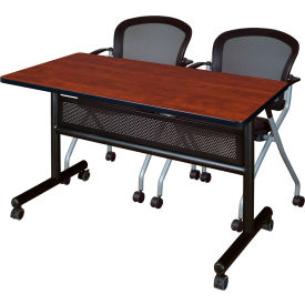 Kobe Privacy Nesting Table with 2 Cadence Nesting Chairs, 48"L x 24"W, Cherry