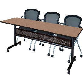 Kobe Privacy Nesting Table with 2 Cadence Nesting Chairs, 84"L x 24"W, Noble Oak