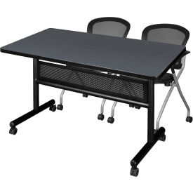 Privacy Nesting Table with 2 Cadence Nesting Chairs, 48"L x 30"W, Gray