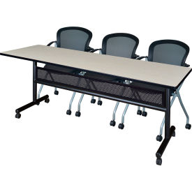 Privacy Nesting Table with 2 Cadence Nesting Chairs, 84"L x 24"W, Maple