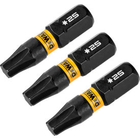 FlexTorq Impact Screwdriving Bits, T25 Drive, 1/4" Hex Shank, Pack of 3