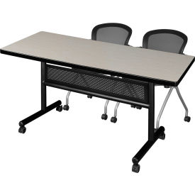 Kobe Privacy Nesting Table with 2 Cadence Nesting Chairs, 60"L x 30"W, Maple