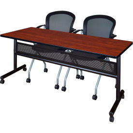 Kobe Privacy Nesting Table with 2 Cadence Nesting Chairs, 72"L x 24"W, Cherry