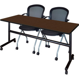Kobe Training Nesting Table with 2 Cadence Nesting Chairs, 72"L x 24"W, Neo Walnut