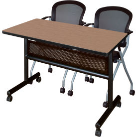 Kobe Privacy Nesting Table with 2 Cadence Nesting Chairs, 48"L x 24"W, Noble Oak