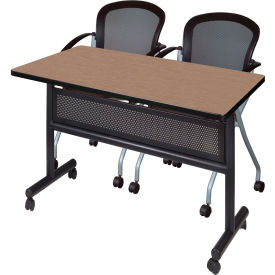 Kobe Privacy Nesting Table with 2 Cadence Nesting Chairs, 48"L x 30"W, Noble Oak