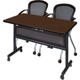 Kobe Privacy Nesting Table with 2 Cadence Nesting Chairs, 48"L x 30"W, Neo Walnut