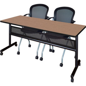 Privacy Nesting Table with 2 Cadence Nesting Chairs, 72"L x 24"W, Noble Oak