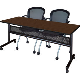 Kobe Privacy Nesting Table with 2 Cadence Nesting Chairs, 72"L x 24"W, Neo Walnut