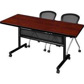 Kobe Privacy Nesting Table with 2 Cadence Nesting Chairs, 72"L x 30"W, Cherry