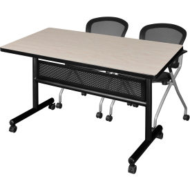 Kobe Privacy Nesting Table with 2 Cadence Nesting Chairs, 48"L x 30"W, Maple