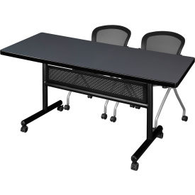 Privacy Nesting Table with 2 Cadence Nesting Chairs, 72"L x 30"W, Gray