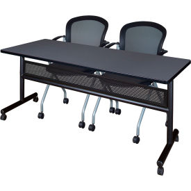 Privacy Nesting Table with 2 Cadence Nesting Chairs, 72"L x 24"W, Gray