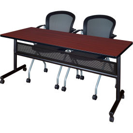 Kobe Privacy Nesting Table with 2 Cadence Nesting Chairs, 72"L x 24"W, Mahogany