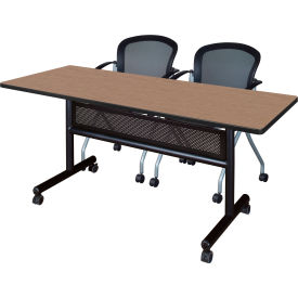 Kobe Privacy Nesting Table with 2 Cadence Nesting Chairs, 60"L x 30"W, Noble Oak