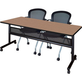Privacy Nesting Table with 2 Cadence Nesting Chairs, 72"L x 30"W, Noble Oak