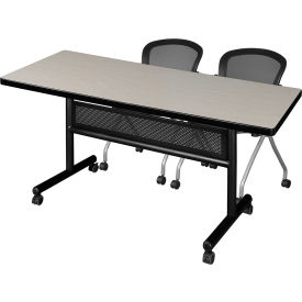 Privacy Nesting Table with 2 Cadence Nesting Chairs, 72"L x 30"W, Maple