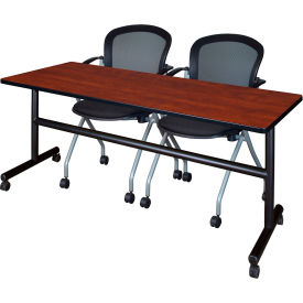 Kobe Training Nesting Table with 2 Cadence Nesting Chairs, 72"L x 24"W, Cherry