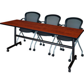 Kobe Training Nesting Table with 2 Cadence Nesting Chairs, 84"L x 24"W, Cherry