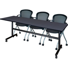 Kobe Training Nesting Table with 2 Cadence Nesting Chairs, 84"L x 24"W, Gray