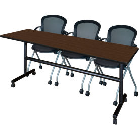 Kobe Training Nesting Table with 2 Cadence Nesting Chairs, 84"L x 24"W, Neo Walnut