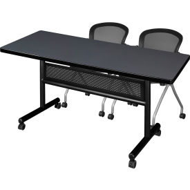 Kobe Privacy Nesting Table with 2 Cadence Nesting Chairs, 60"L x 30"W, Gray